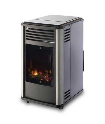 Manhattan Log Effect Living Flame New Cabinet Heater Black from Rent Free Gas Cylinders